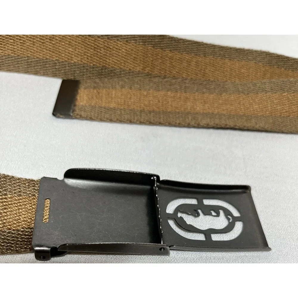 Ecko Unltd Clasp Belt Size 40 Brown Beige Stripe